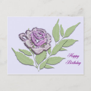 roos in lila briefkaart