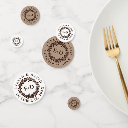 Roos in reliëf op trouwe kraftpapier confetti (Groep)