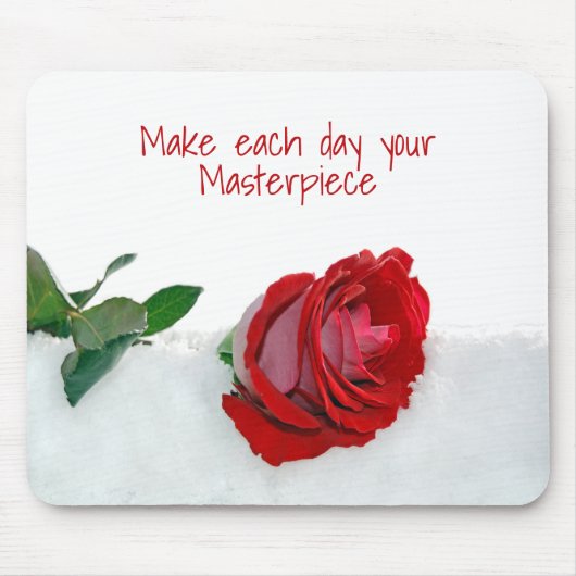 roos in sneeuw met prijsopgave muismat (Voorkant)