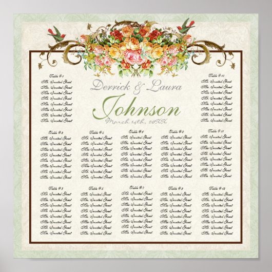  Roos in vogelopvangtabel Poster (Voorkant)