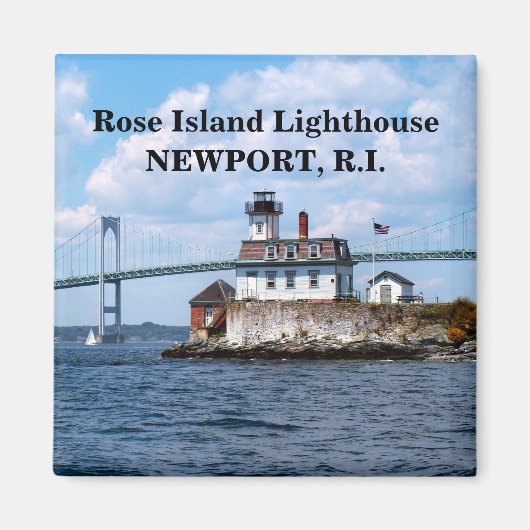 Roos Island Lighthouse, Rhode Island Magnet Magneet (Voorkant)