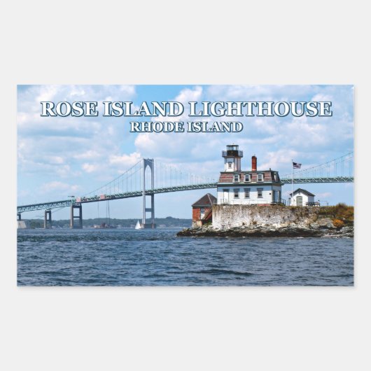 Roos Island Lighthouse, Rhode Island Rechthoekige Sticker (Voorkant)