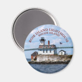 Roos Island Lighthouse, Rhode Island Round Magnet Magneet (Voorkant / Achterkant)