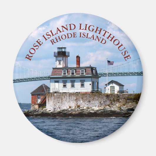 Roos Island Lighthouse, Rhode Island Round Magnet Magneet (Voorkant)