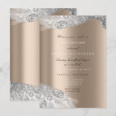 Roos Ivory Beige White Sweet 16th Bridal Silver Kaart (Voorkant / Achterkant)