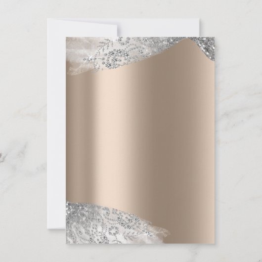 Roos Ivory Beige White Sweet 16th Bridal Silver Kaart (Achterkant)