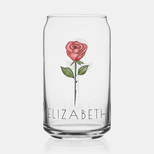 ROOS Juni Geboorte Bloem Aangepaste Naam Blikvorm Glas (Voorkant)