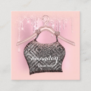 Roos Kast Bedreiging van de Mode Winkelen Glitters Vierkante Visitekaartje