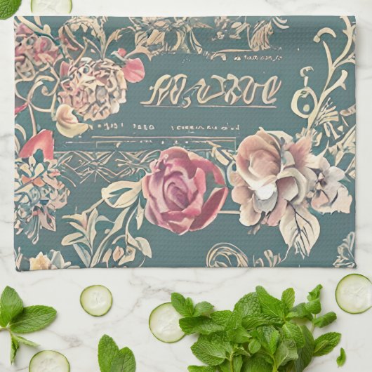 Roos keukenhanddoek (Gevouwen)