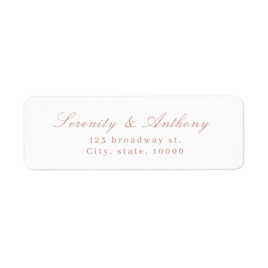 Roos Klassiek legance script Eenvoudig retouradres Etiket (Voorkant)