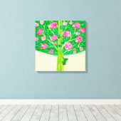 Roos | Kleine kikker | Vrolijk roze en groen Canvas Afdruk (Insitu (Houten vloer))