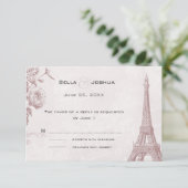 Roos Kleur Eiffeltoren RSVP Kaartje (Staand voorkant)