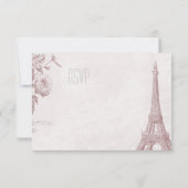  Roos Kleur Eiffeltoren RSVP Kaartje (Achterkant)