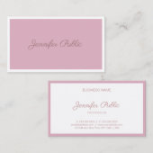 Roos Kleur handgeschreven Script Text Plain Visitekaartje (Voorkant / Achterkant)