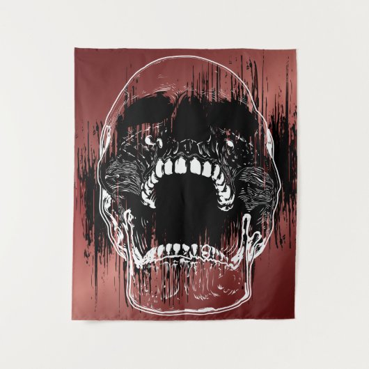 Roos Kleurwand Thema - Menselijke schedel Wandkleed (Voorkant)