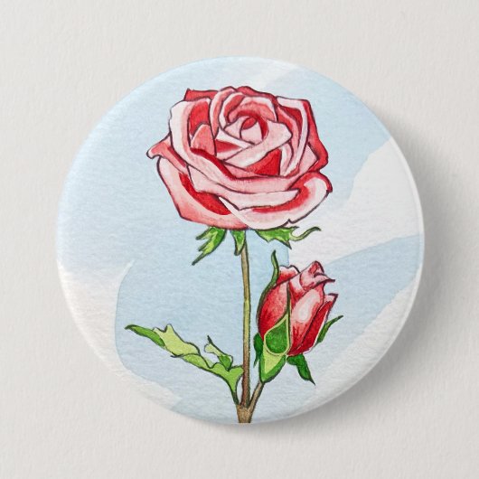 Roos Knop Ronde Button 7,6 Cm (Voorkant)