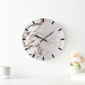 Roos koper Gold Carrara Marble Grey Stone Grote Klok (Huis)