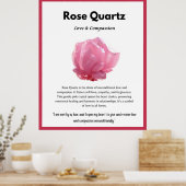 Roos Kwarts Crystal Betekenis Kaart Poster (Keuken)