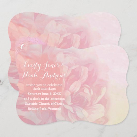 Roos kwarts en lavender Waterverf Wedding Kaart (Voorkant / Achterkant)