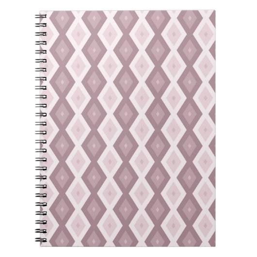 Roos kwarts roze diamantpatroon notitieboek (Voorkant)