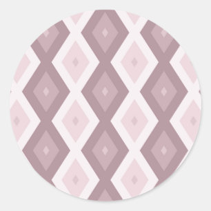 Roos kwarts roze diamantpatroon ronde sticker