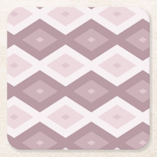 Roos kwarts roze diamantpatroon vierkante kartonnen onderzetter