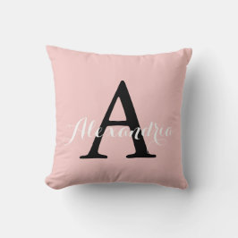 Roos Kwartz Blush Baby Roze monogram vaste kleur Kussen
