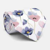 Roos Kwartz en Serenity Floral Pattern Stropdas (Opgerold)