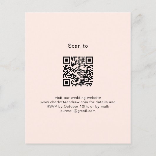 Roos lavendel florals QR RSVP bruiloft uitnodiging (Achterkant)