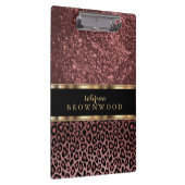 Roos Leopard Skin Patroon en Roos Glitter Klembord (Rechts)