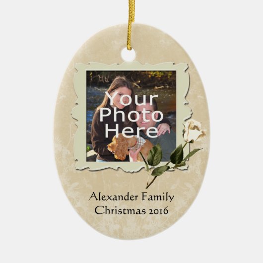 Roos Lijst Foto Kerst Ornament (Voorkant)