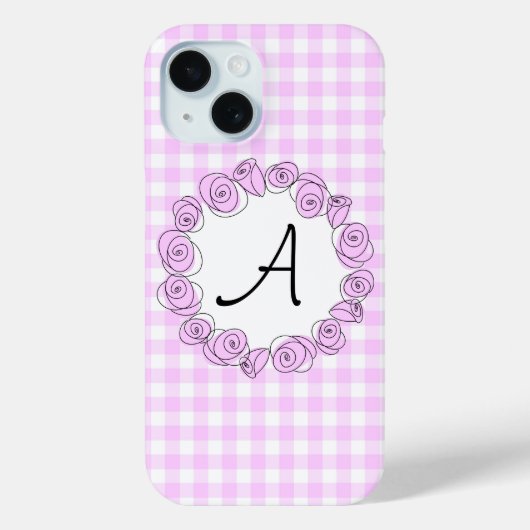 Roos Lila Check Monogram iPhone hoesje (Achterkant)