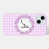 Roos Lila Check Monogram iPhone hoesje (Achterkant (horizontaal))