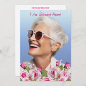 Roos Lily Pearl Pink begrafenisprogramma Aankondiging (Voorkant / Achterkant)