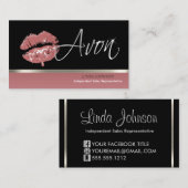 Roos lipstick en zilver - Avon Visitekaartje (Voorkant / Achterkant)