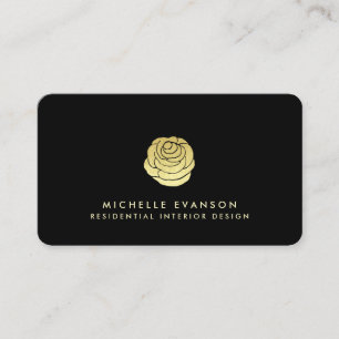 Roos Logo Faux Gold Foil Elegant Simple Black Visitekaartje