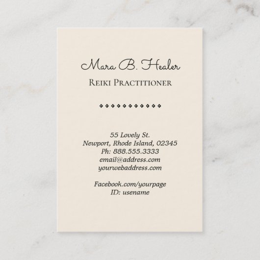 *~* Roos Lotus Heart Reiki Nirvana Yoga Massage Visitekaartje (Achterkant)