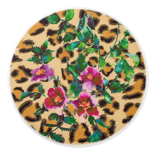  Roos - luipaard Keramische Knop (Voorkant)