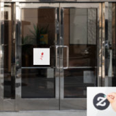 Roos Madder, Lava Red, bloemontwerp Raamsticker (Kantoordeur)