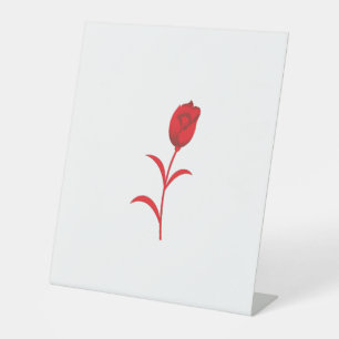 Roos Madder, Lava Red, bloemontwerp Reclamebord Met Voetstuk