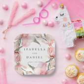 Roos Magnolia Aangepaste Bruiloft Servetten Papieren Bordje (Feest)