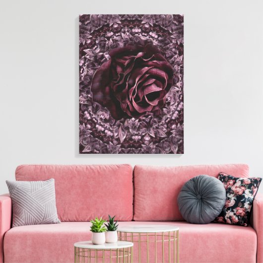Roos Mandala Canvas Afdruk (Insitu (Woonkamer))