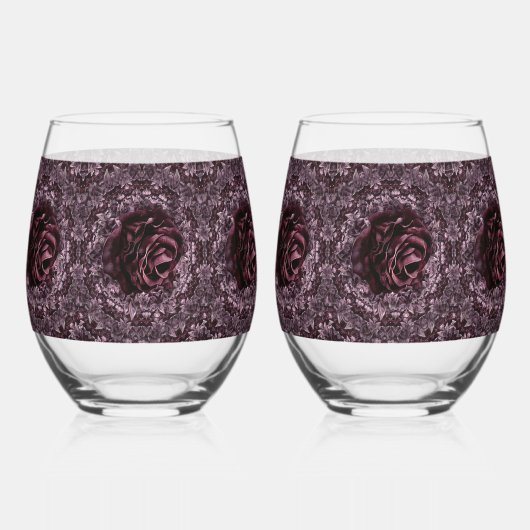 Roos Mandala Drinkware Set Wijnglas Zonder Voet (Achterkant)