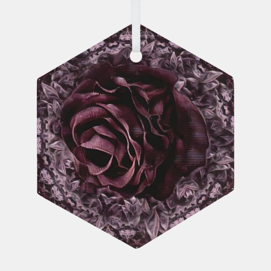 Roos Mandala Glas Ornament (Achterkant)