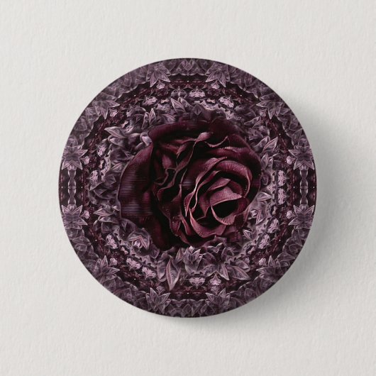 Roos Mandala Ronde Button 5,7 Cm (Voorkant)