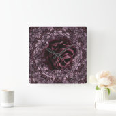 Roos Mandala Vierkante Klok (Huis)