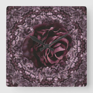 Roos Mandala Vierkante Klok