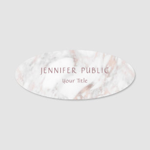 Roos Marble Elegant Moderne Sjabloon Professional Naamplaatje