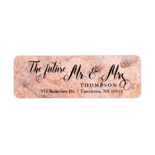 Roos Marble Script The Future Mr en Mrs. Etiket