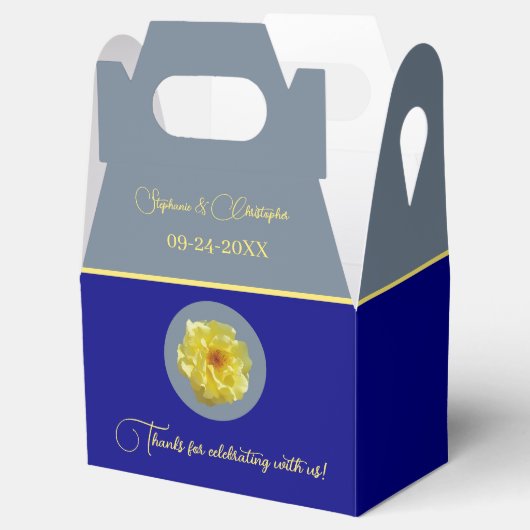 Roos marineblauw grijze bruiloft personaliseren bedankdoosjes (Geopend)